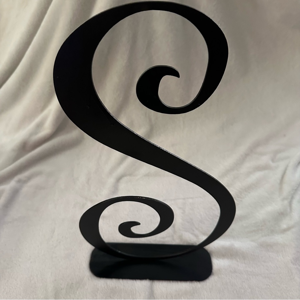 Metal Letter‎ S Swirl Black Sculpture Decor - Picture 4 of 14